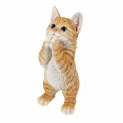 HI-LINE GIFT LTD 9" Polyresin Playing Tabby Kitten Outdoor Statue Orange - Hi-Line Gift