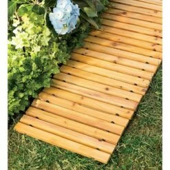 Plow & Hearth - Roll-Out Straight Hardwood Garden and Yard Pathway, 8'L x 18"W