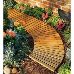 Plow & Hearth 6'L Roll-Out Curved Hardwood Pathway