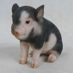 HI-LINE GIFT LTD 6" Polyresin Sitting Baby Pig Statue Dark Brown - Hi-Line Gift