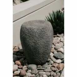 16.14" Natural Stone Outdoor Stool and Table Statue - Gray - XBrand