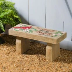 Evergreen Cardinals Appear Resin Memorial Garden Bench- 29x14x12 in