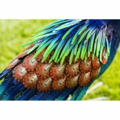 Evergreen Metal Peacock Garden Statuary- 34 x 24 Inches Garden and Yard Decor