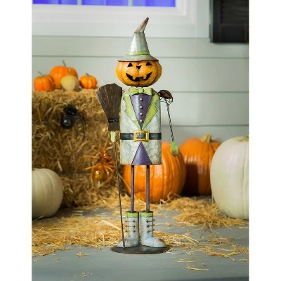 Evergreen 28"H Pumpkin Man Metal Garden Statue 2 Evergreen 28"H Pumpkin Man Metal Garden Statue