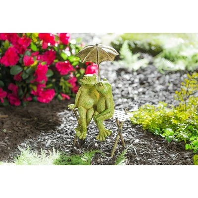 Evergreen 14.5"H Garden Statuary, Sitting Frog Couple- Fade and Weather Resistant Outdoor Decor for Homes, Yards and Gardens 3 Evergreen 14.5"H Garden Statuary, Sitting Frog Couple- Fade and Weather Resistant Outdoor Decor for Homes, Yards and Gardens