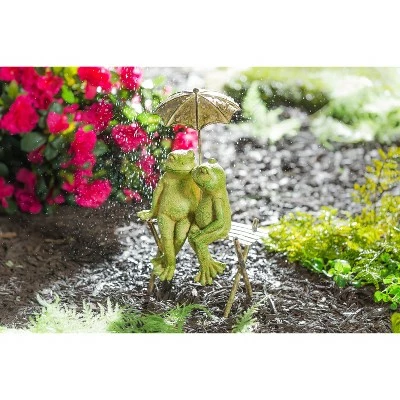 Evergreen 14.5"H Garden Statuary, Sitting Frog Couple- Fade and Weather Resistant Outdoor Decor for Homes, Yards and Gardens 4 Evergreen 14.5"H Garden Statuary, Sitting Frog Couple- Fade and Weather Resistant Outdoor Decor for Homes, Yards and Gardens - Image 2