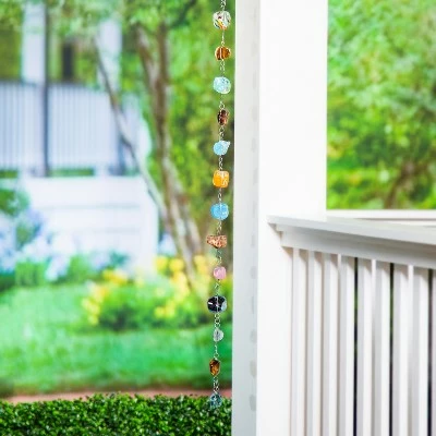 Evergreen 71"H Multicolor Glass Rain Chain- Fade and Weather Resistant Outdoor Decor 3 Evergreen 71"H Multicolor Glass Rain Chain- Fade and Weather Resistant Outdoor Decor