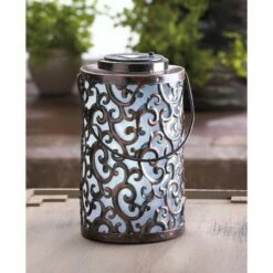 Zingz & Thingz Zingz & Thingz 8.25" Iron Garden Gate Solar Lantern Bronze