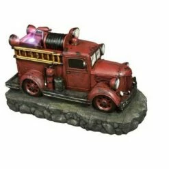 Northlight 38" Lighted Red and Black Vintage Fire Truck Outdoor Patio Fountain