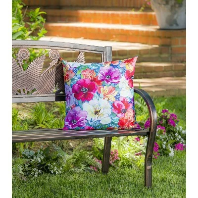 Evergreen Bright Flowers and Hummingbirds Interchangeable Pillow Cover- 18x18 in Home Decor 6 Evergreen Bright Flowers and Hummingbirds Interchangeable Pillow Cover- 18x18 in Home Decor - Image 4