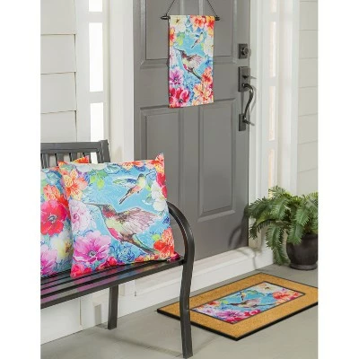 Evergreen Bright Flowers and Hummingbirds Interchangeable Pillow Cover- 18x18 in Home Decor 7 Evergreen Bright Flowers and Hummingbirds Interchangeable Pillow Cover- 18x18 in Home Decor - Image 5