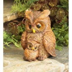 Evergreen Mother and Baby Owl Garden Statue