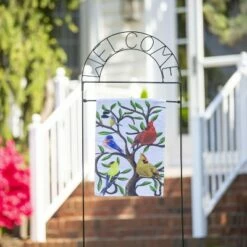 Evergreen Welcome Garden Flag Arbor Stand- 18 x 52 Inches Garden and House Flag Accessories