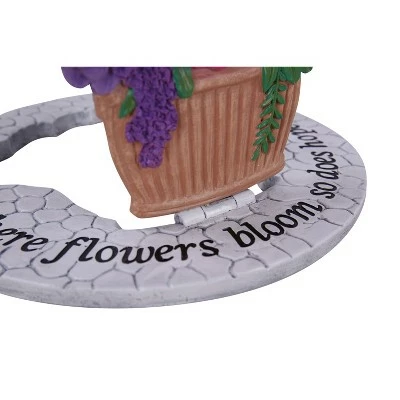 Evergreen Where Flowers Bloom, so Does Hope, Bouquet with 3D Flowers, Round Garden Stone- 11x11 in 4 Evergreen Where Flowers Bloom, so Does Hope, Bouquet with 3D Flowers, Round Garden Stone- 11x11 in - Image 2