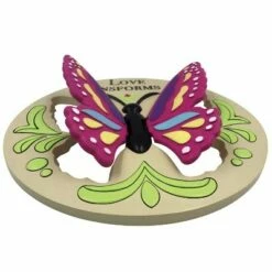 Evergreen Love Transforms Us, Butterfly with 3D Wings, Round Garden Stone- 11 x 11 Inches Garden and Yard Decor