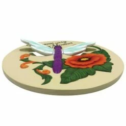 Evergreen Cherish Every Moment, Dragonfly with 3D Wings, Round Garden Stone- 11x11 in