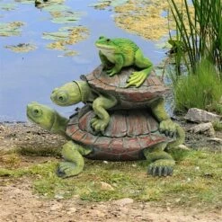 Design Toscano In Good Company, Frog And Turtles Statue