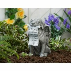 Evergreen 14"H Dog with Scroll Memorial Garden Statuary Garden and Yard Decor
