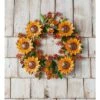 25" Metal Wreath Sunflower - Evergreen