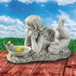 Design Toscano Summertime Reflections Cherub Garden Statue - Off-White