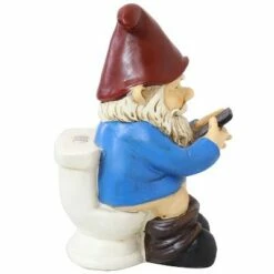 Sunnydaze Decor Sunnydaze Cody the Garden Gnome on the Throne Reading Phone indoor/Outdoor Lightweight Resin Lawn and Garden Statue - 9.5" H -Cheap Garden Decor Store unnamed file 10561
