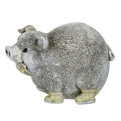 Roman 6" Gray and Yellow Outdoor Pig in Rain Boots Garden Statue 3 Roman 6" Gray and Yellow Outdoor Pig in Rain Boots Garden Statue