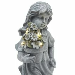 The Lakeside Collection Lakeside Ceramic Solar Lighted Child Garden Statue for Outdoors