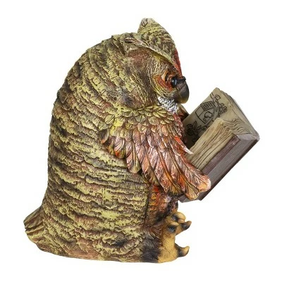 7" Resin Solar Owl Reading Book Statue Brown - Exhart 8 7" Resin Solar Owl Reading Book Statue Brown - Exhart - Image 6