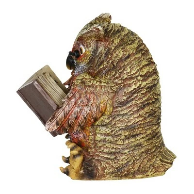 7" Resin Solar Owl Reading Book Statue Brown - Exhart 9 7" Resin Solar Owl Reading Book Statue Brown - Exhart - Image 7