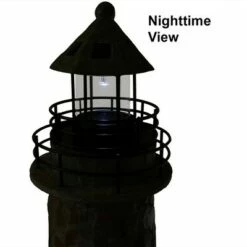 Sunnydaze Decor Sunnydaze Outdoor Backyard Garden Nautical Lighthouse Solar LED Pathlight Statue Figurine - 36" - Cobblestone