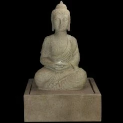 Northlight 28" Prelit LED Praying Buddha Outdoor Patio Garden Water Fountain - Ivory