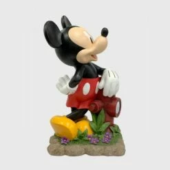 Disney 22" Mickey Mouse with A Fire Hydrant Solar Resin/Stone Statue