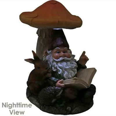 Sunnydaze Decor Sunnydaze Bernard the Bookworm Resin Indoor/Outdoor Garden Gnome with Mushroom and Solar Light - 16" H 3 Sunnydaze Decor Sunnydaze Bernard the Bookworm Resin Indoor/Outdoor Garden Gnome with Mushroom and Solar Light - 16" H