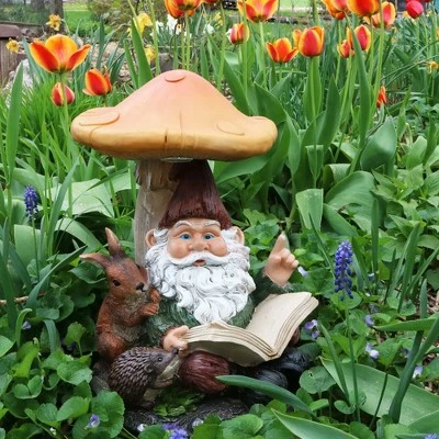 Sunnydaze Decor Sunnydaze Bernard the Bookworm Resin Indoor/Outdoor Garden Gnome with Mushroom and Solar Light - 16" H 4 Sunnydaze Decor Sunnydaze Bernard the Bookworm Resin Indoor/Outdoor Garden Gnome with Mushroom and Solar Light - 16" H - Image 2