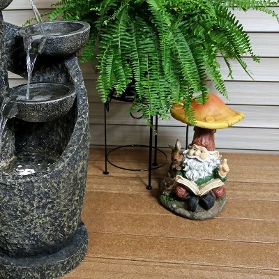 Sunnydaze Decor Sunnydaze Bernard the Bookworm Resin Indoor/Outdoor Garden Gnome with Mushroom and Solar Light - 16" H 8 Sunnydaze Decor Sunnydaze Bernard the Bookworm Resin Indoor/Outdoor Garden Gnome with Mushroom and Solar Light - 16" H - Image 6