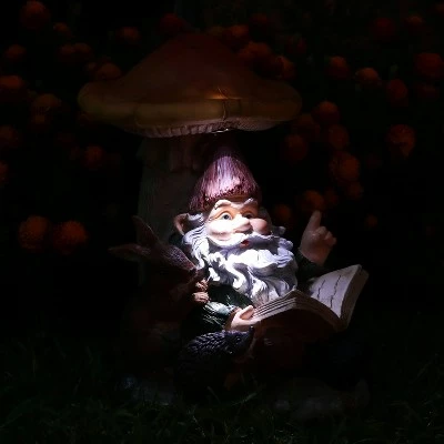 Sunnydaze Decor Sunnydaze Bernard the Bookworm Resin Indoor/Outdoor Garden Gnome with Mushroom and Solar Light - 16" H 11 Sunnydaze Decor Sunnydaze Bernard the Bookworm Resin Indoor/Outdoor Garden Gnome with Mushroom and Solar Light - 16" H - Image 9