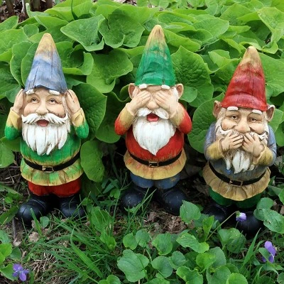 Sunnydaze Decor Sunnydaze Three Wise Garden Gnomes Hear, Speak, See No Evil Indoor/Outdoor Lawn Statue Set - 12" H - 3-Piece Set 2 Sunnydaze Decor Sunnydaze Three Wise Garden Gnomes Hear, Speak, See No Evil Indoor/Outdoor Lawn Statue Set - 12" H - 3-Piece Set