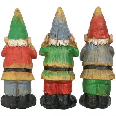 Sunnydaze Decor Sunnydaze Three Wise Garden Gnomes Hear, Speak, See No Evil Indoor/Outdoor Lawn Statue Set - 12" H - 3-Piece Set 6 Sunnydaze Decor Sunnydaze Three Wise Garden Gnomes Hear, Speak, See No Evil Indoor/Outdoor Lawn Statue Set - 12" H - 3-Piece Set - Image 5