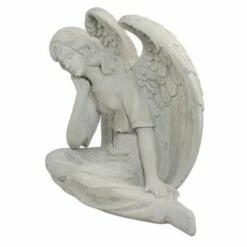 Northlight 17" Gray Graceful Sitting Angel Outdoor Garden Statue