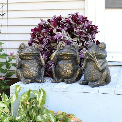 Sunnydaze Decor Sunnydaze 14" Indoor/Outdoor 3 Wise Frogs Statue Trio Set - Hear no Evil, See No Evil, Speak No Evil 3 Sunnydaze Decor Sunnydaze 14" Indoor/Outdoor 3 Wise Frogs Statue Trio Set - Hear no Evil, See No Evil, Speak No Evil