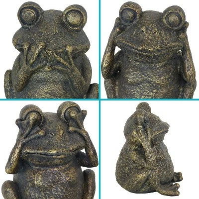 Sunnydaze Decor Sunnydaze 14" Indoor/Outdoor 3 Wise Frogs Statue Trio Set - Hear no Evil, See No Evil, Speak No Evil 6 Sunnydaze Decor Sunnydaze 14" Indoor/Outdoor 3 Wise Frogs Statue Trio Set - Hear no Evil, See No Evil, Speak No Evil - Image 4