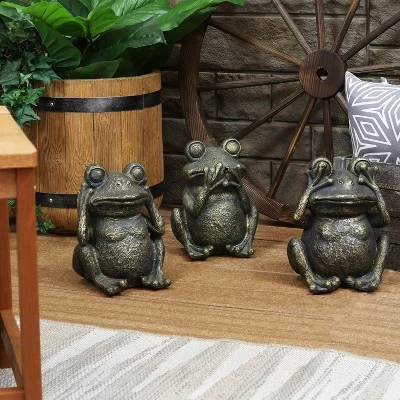 Sunnydaze Decor Sunnydaze 14" Indoor/Outdoor 3 Wise Frogs Statue Trio Set - Hear no Evil, See No Evil, Speak No Evil 7 Sunnydaze Decor Sunnydaze 14" Indoor/Outdoor 3 Wise Frogs Statue Trio Set - Hear no Evil, See No Evil, Speak No Evil - Image 5