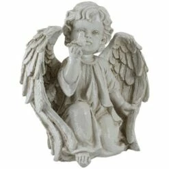 Northlight 10" Ivory Angel Boy on Knee with Bird Outdoor Garden Statue -Cheap Garden Decor Store unnamed file 10781