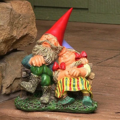 Sunnydaze Decor Sunnydaze Al and Anita on Bench Indoor/Outdoor Lightweight Resin Garden Gnome Couple Outdoor Lawn Statue - 8" H 2 Sunnydaze Decor Sunnydaze Al and Anita on Bench Indoor/Outdoor Lightweight Resin Garden Gnome Couple Outdoor Lawn Statue - 8" H