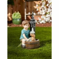 Zingz & Thingz Zingz & Thingz 10.75" Polyresin Boy and Dog Solar Garden Statue -Cheap Garden Decor Store unnamed file 10881
