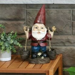Sunnydaze Decor Sunnydaze Peter with a Pair of Pails Gnome Indoor/Outdoor Lightweight Resin Lawn and Garden Statue - 14" H