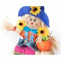 Gardenised Outdoor Fall Decor Halloween Scarecrow for Garden Ornament Sitting on Hay Bale, Straw Multicolor, Set of 3, 12 in. -Cheap Garden Decor Store unnamed file 10961