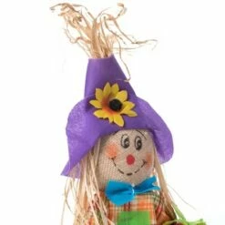 Gardenised Outdoor Fall Decor Halloween Scarecrow for Garden Ornament Sitting on Hay Bale, Straw Multicolor, Set of 3, 12 in. -Cheap Garden Decor Store unnamed file 10962