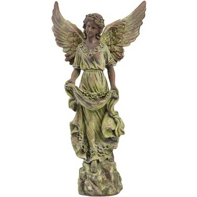 John Timberland Rustic Outdoor Statue Bird Bath 31" High Outstretched Wings Angel for Yard Garden Patio Deck Home Entryway Hallway 7 John Timberland Rustic Outdoor Statue Bird Bath 31" High Outstretched Wings Angel for Yard Garden Patio Deck Home Entryway Hallway - Image 5