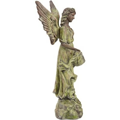 John Timberland Rustic Outdoor Statue Bird Bath 31" High Outstretched Wings Angel for Yard Garden Patio Deck Home Entryway Hallway 8 John Timberland Rustic Outdoor Statue Bird Bath 31" High Outstretched Wings Angel for Yard Garden Patio Deck Home Entryway Hallway - Image 6